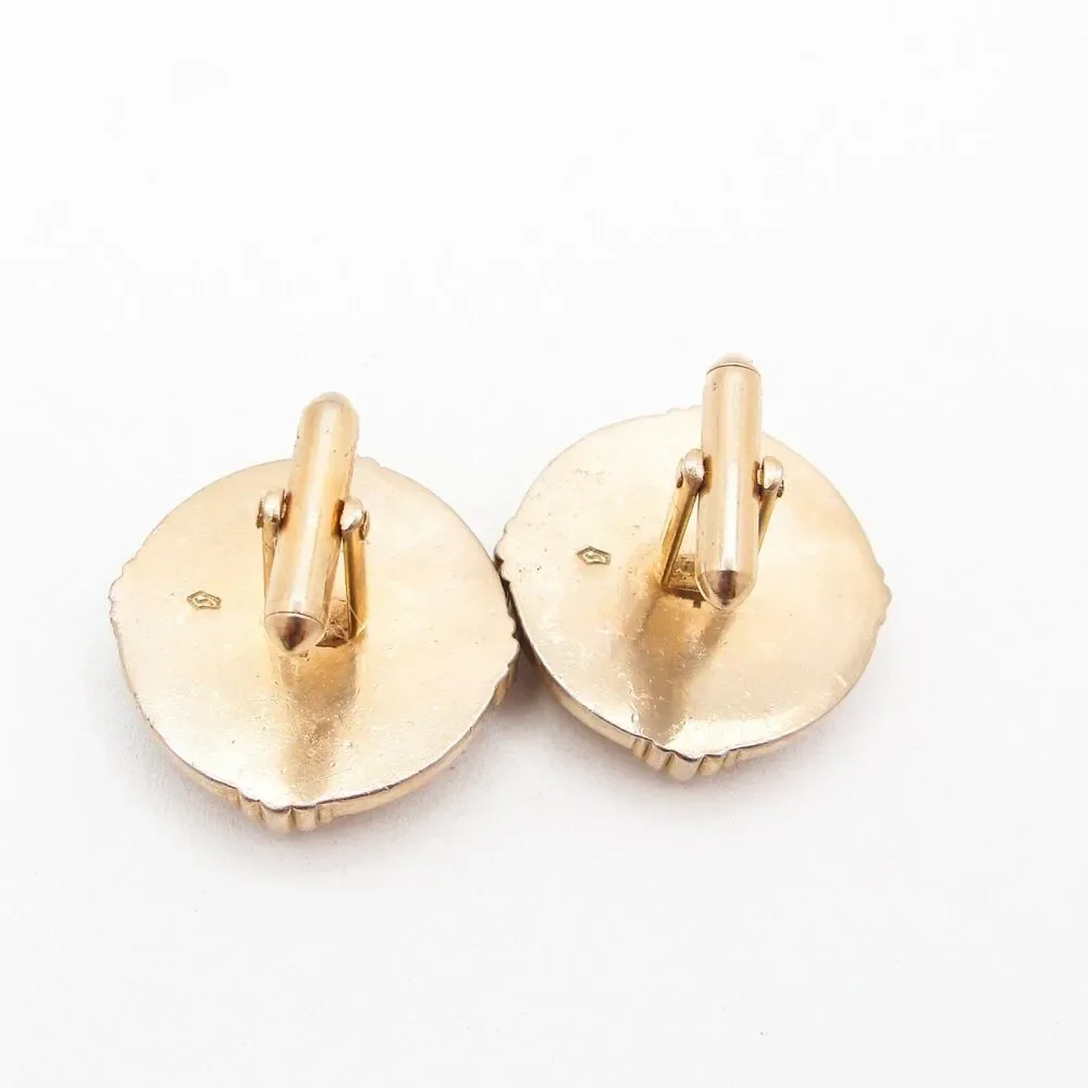 Swank Arts of the World Cavalier Troubadour Porcelain Cufflinks Vintage Wedding